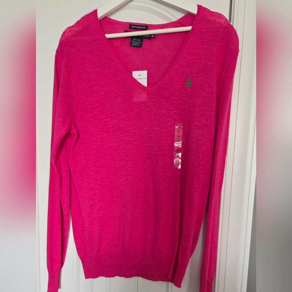 Ralph Lauren Women's Pink V-Neck Sweater
